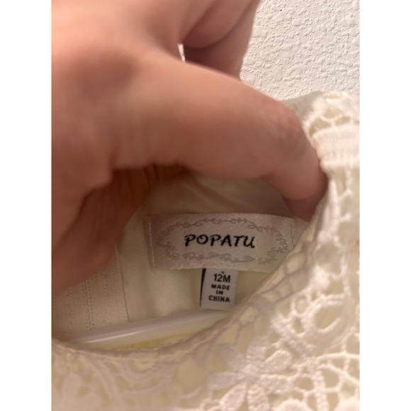 Popatu Baby Girls Ivory Floral Lace Tulle Special Occasion Dress 12M - Picture 4 of 5